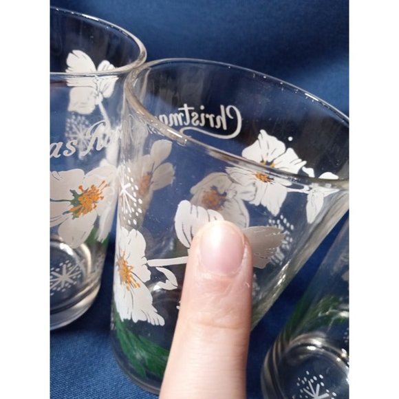 Boscul Wm. S. Scull Company, Inc. Christmas Rose Glass Set of 5 (7d7) - Picture 2 of 3